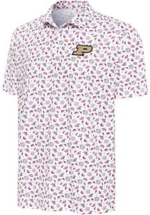 Antigua Purdue Boilermakers Mens White Independence Short Sleeve Polo