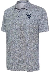 Antigua West Virginia Mountaineers Mens Navy Blue Field Ditsy Short Sleeve Polo