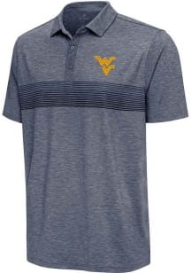 Antigua West Virginia Mountaineers Mens Navy Blue Dashing Short Sleeve Polo