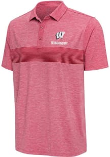 Antigua Wisconsin Badgers Mens Red Dashing Short Sleeve Polo