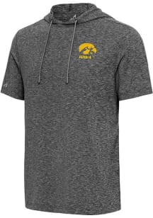 Antigua Iowa Hawkeyes Black Member Short Sleeve Hoods