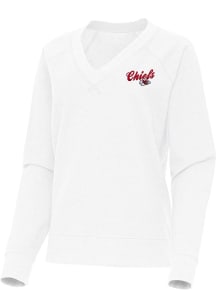 Antigua Kansas City Chiefs Womens White Varsity Crew Sweatshirt