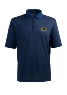 Antigua Kent State Golden Flashes Mens Navy Blue Pique Short Sleeve Polo
