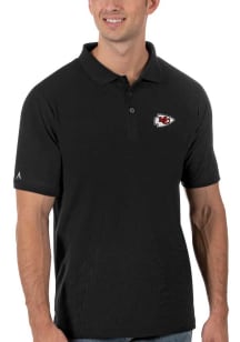 Antigua Kansas City Chiefs Mens Black Legacy Pique Short Sleeve Polo