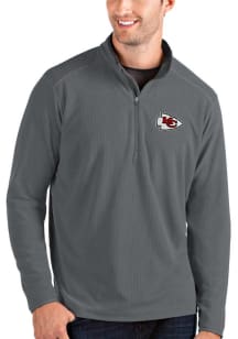 Antigua Kansas City Chiefs Mens Grey Glacier Long Sleeve Qtr Zip Pullover