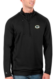 Antigua Green Bay Packers Mens Black Generation Long Sleeve Qtr Zip Pullover