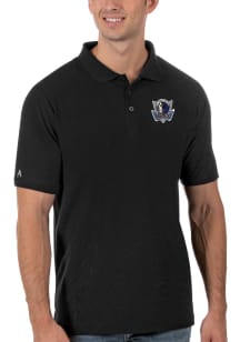 Antigua Dallas Mavericks Mens Black Legacy Pique Short Sleeve Polo