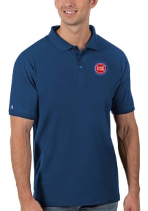 Antigua Detroit Pistons Mens Blue Legacy Pique Short Sleeve Polo