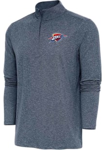 Antigua Oklahoma City Thunder Mens Navy Blue Hunk Logo Long Sleeve Qtr Zip Pullover