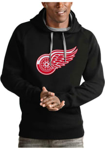 Antigua Detroit Red Wings Mens Black Victory Logo Long Sleeve Hoodie