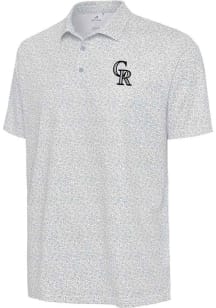 Antigua Colorado Rockies Mens White Field Ditsy Short Sleeve Polo