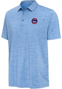 Antigua Chicago Cubs Mens Light Blue Hidden Blooming Short Sleeve Polo