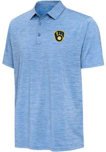 Antigua Milwaukee Brewers Mens Light Blue Hidden Blooming Short Sleeve Polo