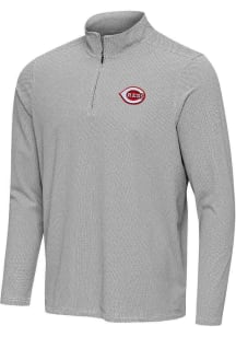 Antigua Cincinnati Reds Mens Black Pave Long Sleeve Qtr Zip Pullover