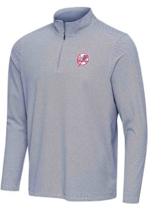Antigua New York Yankees Mens Navy Blue Pave Long Sleeve Qtr Zip Pullover