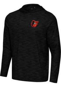 Antigua Baltimore Orioles Mens Black Swell Long Sleeve Lightweight Hoodie