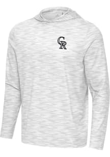 Antigua Colorado Rockies Mens White Swell Long Sleeve Lightweight Hoodie