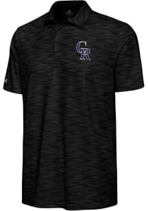 Antigua Colorado Rockies Mens Black Swell Short Sleeve Polo