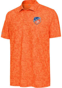 Antigua FC Cincinnati Mens Orange Lush Short Sleeve Polo