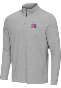 Antigua Philadelphia 76ers Mens Black Pave Long Sleeve Qtr Zip Pullover