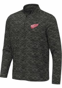Antigua Detroit Red Wings Mens Black Determined Long Sleeve Qtr Zip Pullover