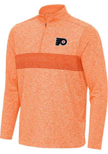Antigua Philadelphia Flyers Mens Orange Dashing Long Sleeve Qtr Zip Pullover