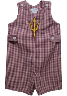 Vive La Fete Arizona State Sun Devils Toddler Maroon Gingham Overalls