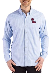 Cutter and Buck Ole Miss Rebels Mens Light Blue Skyline Long Sleeve Dress Shirt