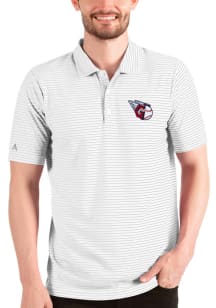 Antigua Cleveland Guardians Mens White Esteem Short Sleeve Polo