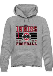 Brandon Inniss Ohio State Buckeyes Mens Grey Football NIL Striped Player Hood