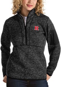 Antigua Rutgers Scarlet Knights Womens Black Fortune Qtr Zip