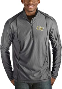 Antigua GA Tech Yellow Jackets Mens Grey Tempo Long Sleeve Qtr Zip Pullover
