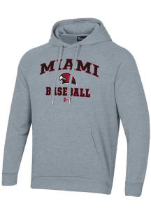 Under Armour Miami RedHawks Mens Grey Baseball Rival Long Sleeve Hoodie