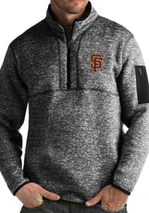 Antigua San Francisco Giants Mens Black Fortune Long Sleeve Qtr Zip Pullover