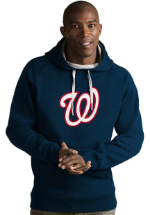 Antigua Washington Nationals Mens Navy Blue Full Front Victory Long Sleeve Hoodie