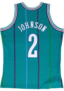 Larry Johnson  Mitchell and Ness Charlotte Hornets Teal 1992 Throwback Basketball Jersey
