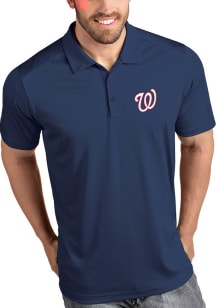Antigua Washington Nationals Mens Navy Blue Tribute Short Sleeve Polo