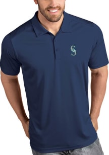 Antigua Seattle Mariners Mens Navy Blue Tribute Short Sleeve Polo