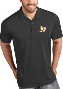 Antigua Oakland Athletics Mens Grey Tribute Short Sleeve Polo