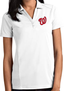 Antigua Washington Nationals Womens White Tribute Short Sleeve Polo Shirt