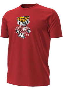 Under Armour Wisconsin Badgers Red Bucky Cheesehead Short Sleeve T Shirt