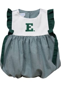 Vive La Fete Eastern Michigan Eagles Baby Girls Green Gingham Bubble Short Sleeve Dress