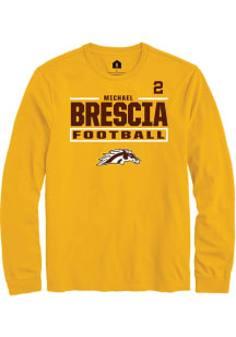 Michael Brescia Western Michigan Broncos Gold Football NIL Stacked Box Long Sleeve Player T Shirt