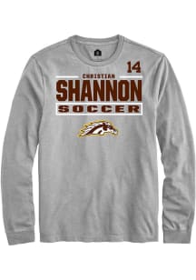 Christian Shannon Western Michigan Broncos Grey NIL Stacked Box Long Sleeve Player T Shirt