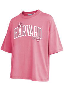 Harvard Crimson Womens Pink Boardwalk Short Sleeve T-Shirt