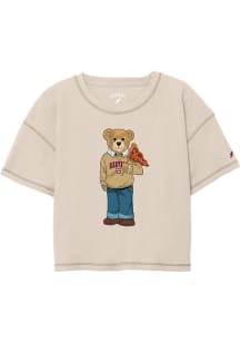 Harvard Crimson Womens Beige Flag Bear Short Sleeve T-Shirt
