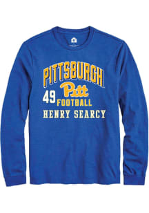 Henry Searcy Pitt Panthers Blue Football NIL Arch Logo Long Sleeve Player T Shirt