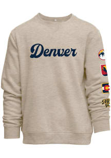 Denver Mens Brown Patches on the sleeve Long Sleeve Crew Sweatshirt
