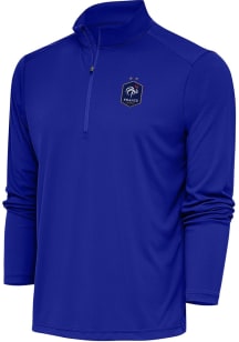 Antigua France National Team Mens Blue Statement Long Sleeve Qtr Zip Pullover