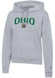 Champion Ohio Bobcats Womens Grey Powerblend Hooded Sweatshirt